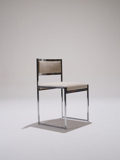 CHAISE EN MÉTAL ET TISSU TEXTURÉ, 1970s