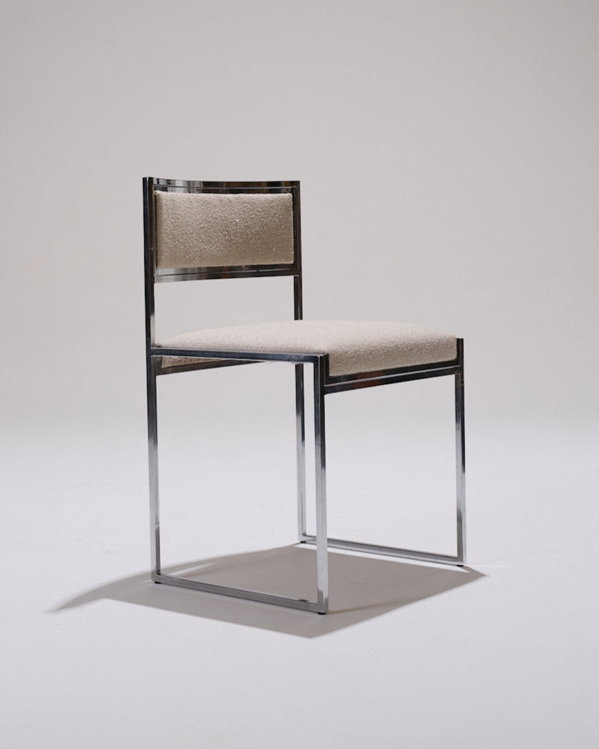 PAIR OF METAL AND TEXTURED FABRIC CHAIRS, 1970S