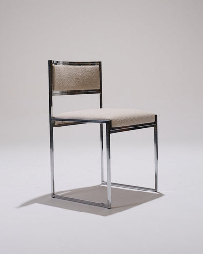 PAIR OF METAL AND TEXTURED FABRIC CHAIRS, 1970S