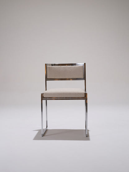 CHAISE EN MÉTAL ET TISSU TEXTURÉ, 1970s
