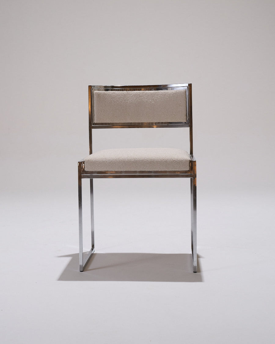 PAIR OF METAL AND TEXTURED FABRIC CHAIRS, 1970S