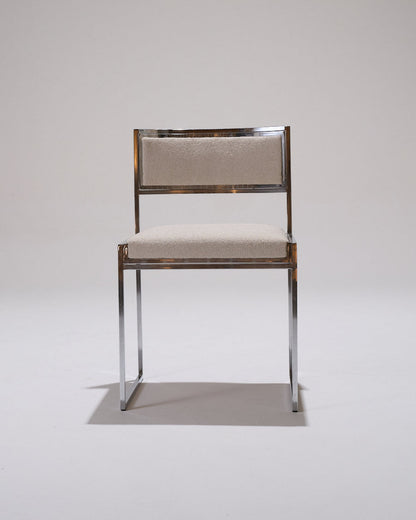 PAIR OF METAL AND TEXTURED FABRIC CHAIRS, 1970S