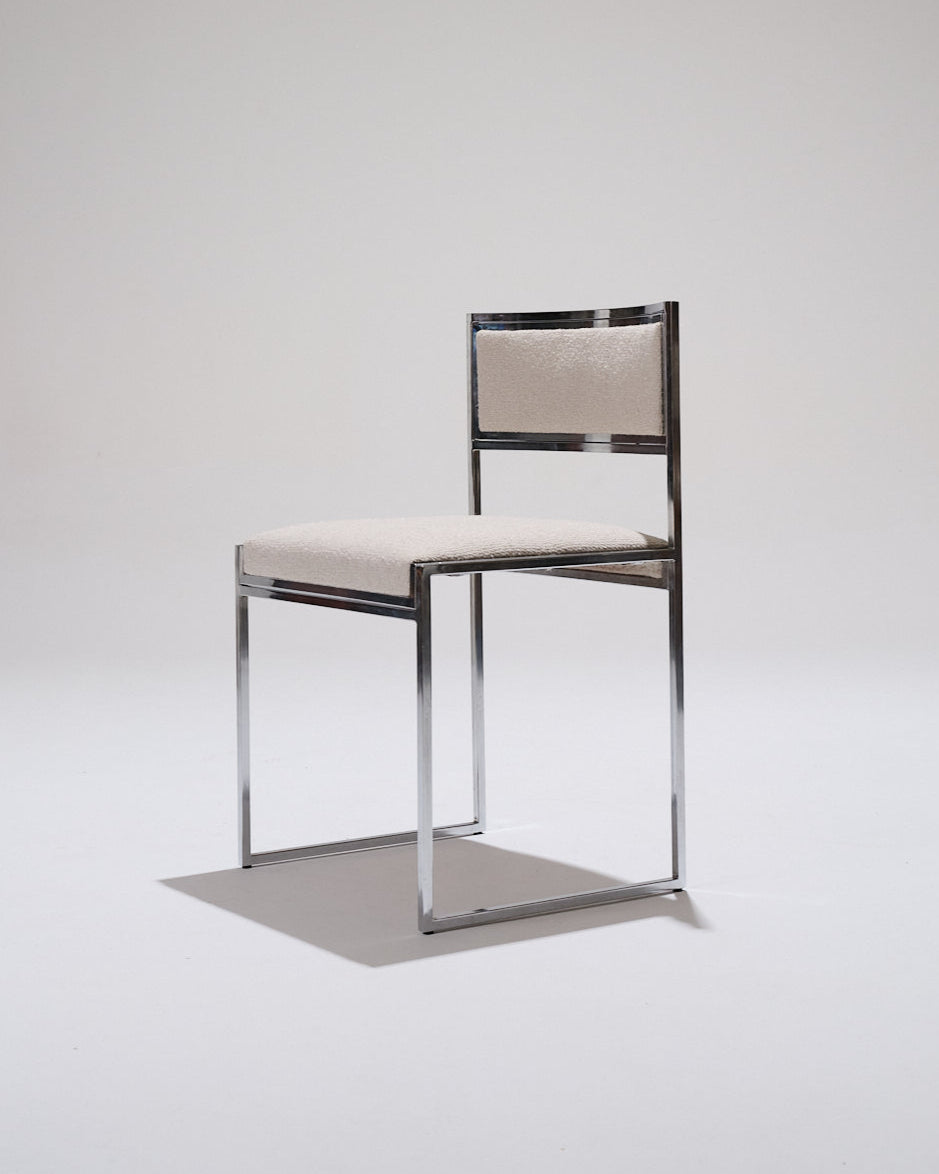 PAIR OF METAL AND TEXTURED FABRIC CHAIRS, 1970S