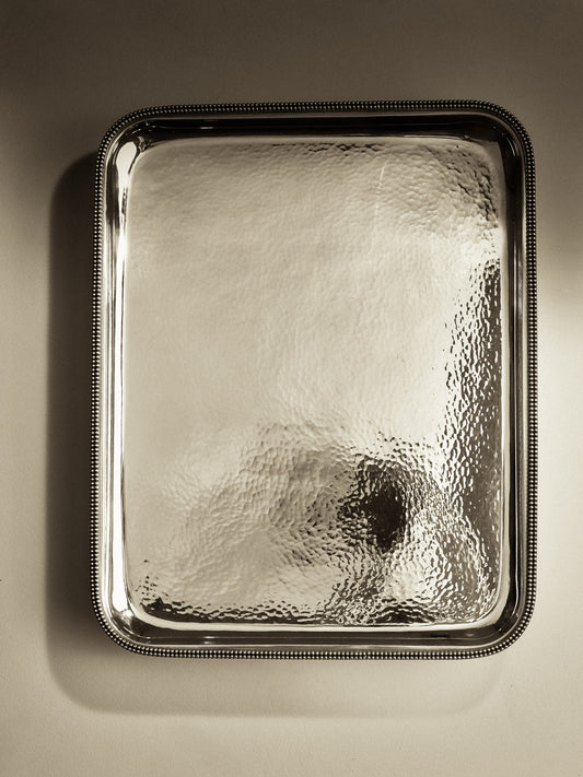 SILVER METAL TRAY, JEAN DESPRÉS, 1930s