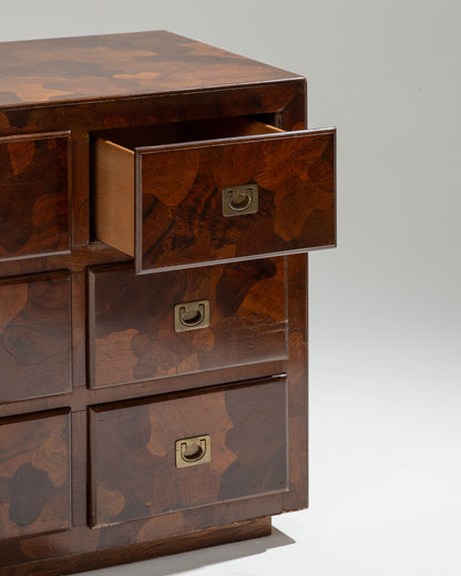 OLIVE WOOD VENEER SIDEBOARD, 1950S