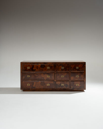 OLIVE WOOD VENEER SIDEBOARD, 1950S