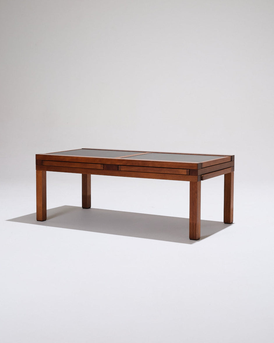 Wooden coffee table, Bernard Vuarnesson, 1970s
