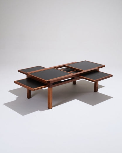Wooden coffee table, Bernard Vuarnesson, 1970s