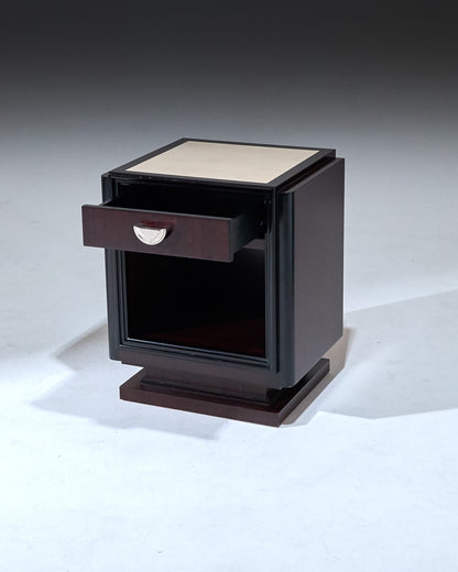 PAIR OF WOODEN BEDSIDE TABLES, 1930s