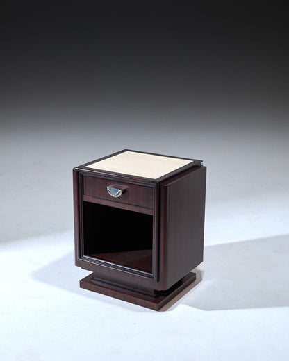 PAIR OF WOODEN BEDSIDE TABLES, 1930s