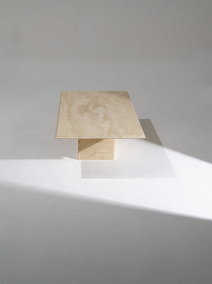Rectangular travertine coffee table, 1980s