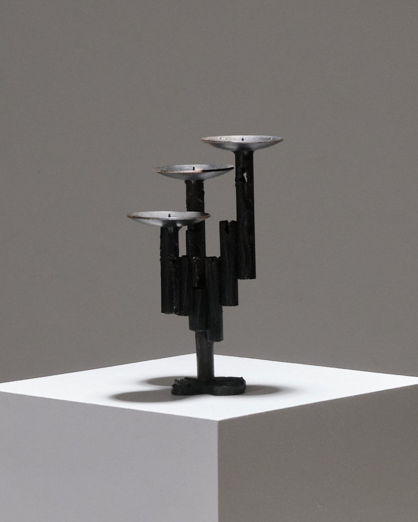 CHANDELIER 3 FEUX BRUTALISTE, 1960S