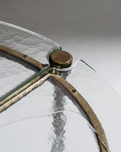 TABLE BASSE EN BRONZE ET VERRE, LOTHAR KLUTE, 1980s