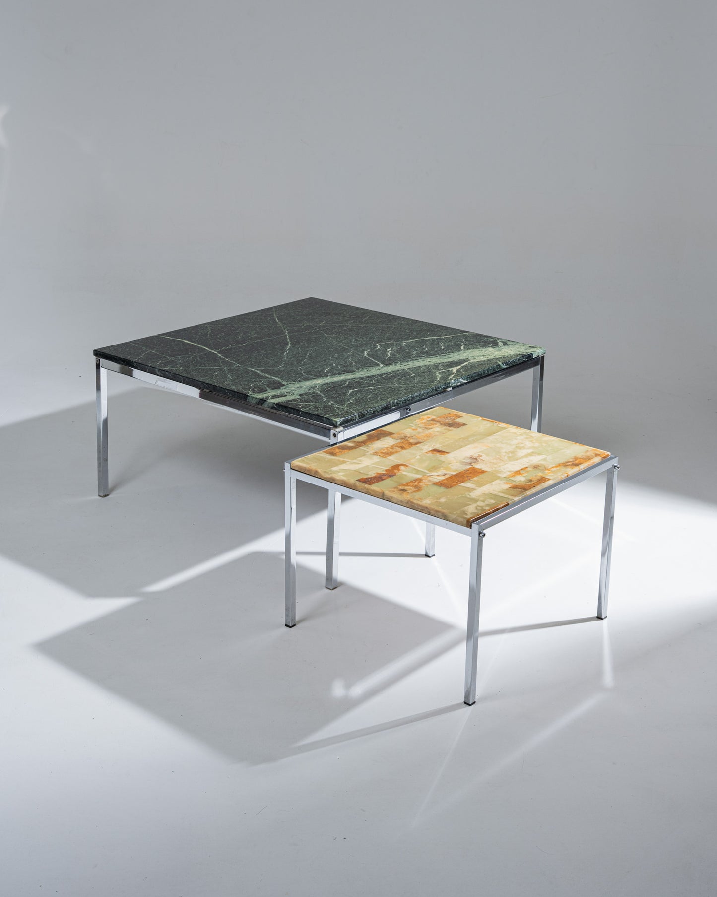 SQUARE GREEN MARBLE COFFEE TABLE, 1970s