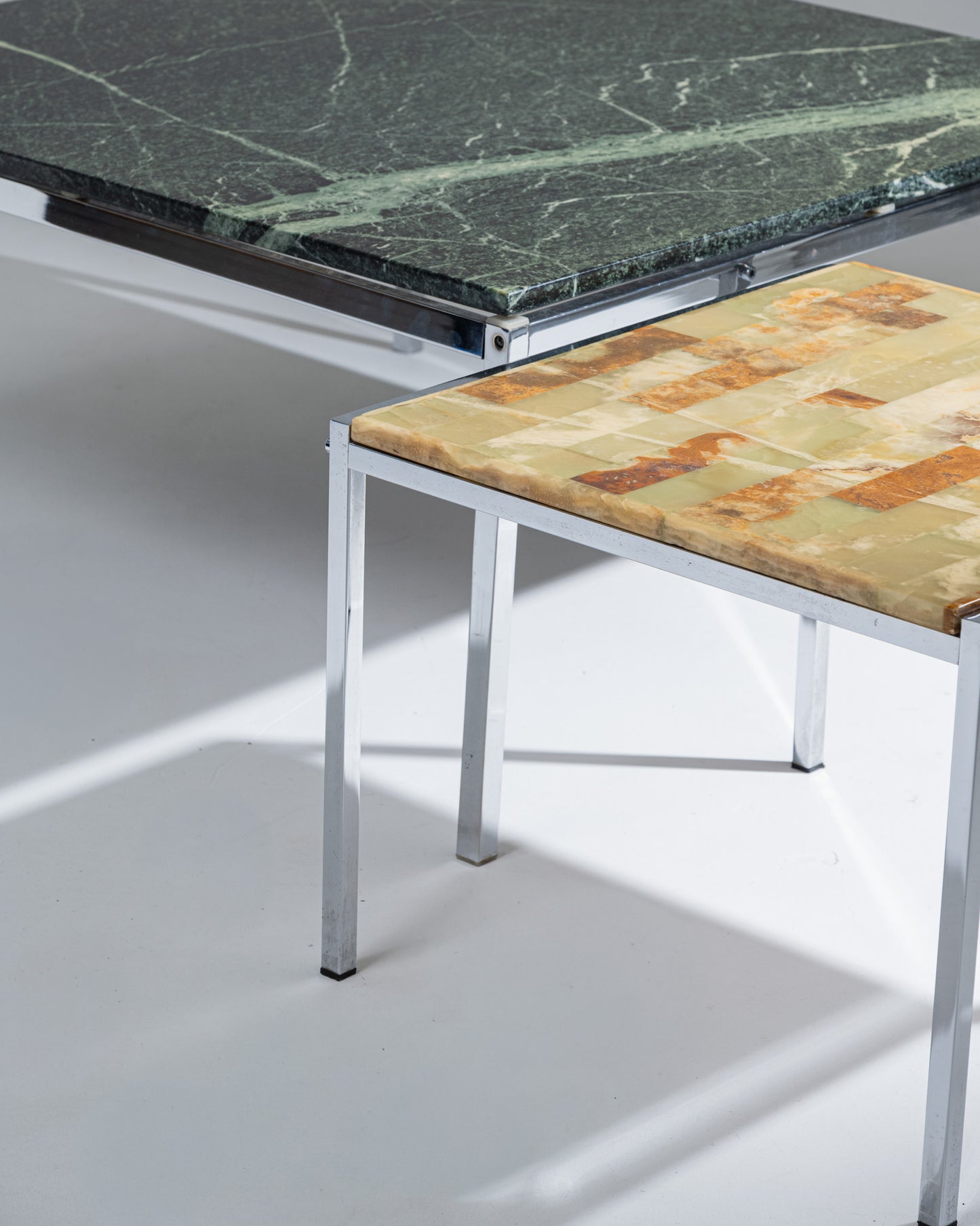 SQUARE GREEN MARBLE COFFEE TABLE, 1970s