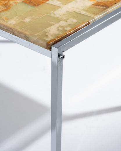 SQUARE GREEN MARBLE COFFEE TABLE, 1970s