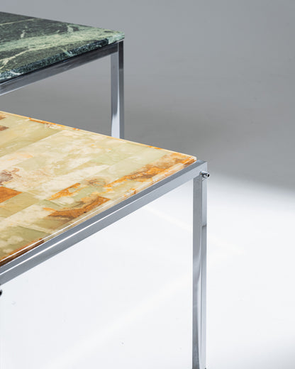 SQUARE GREEN MARBLE COFFEE TABLE, 1970s