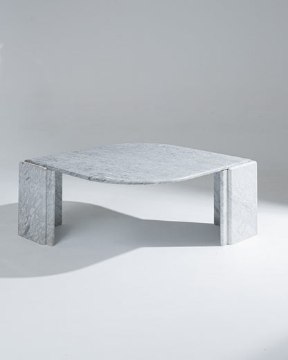 GREY MARBLE DROP COFFEE TABLE, 1980s