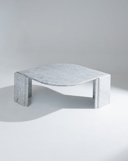 GREY MARBLE DROP COFFEE TABLE, 1980s