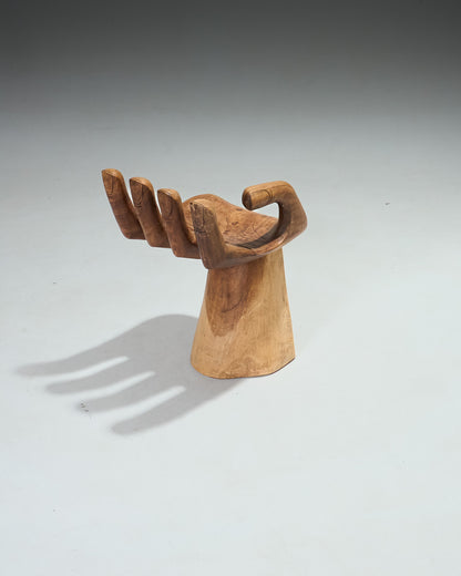 Solid wood hand chair, 1960s