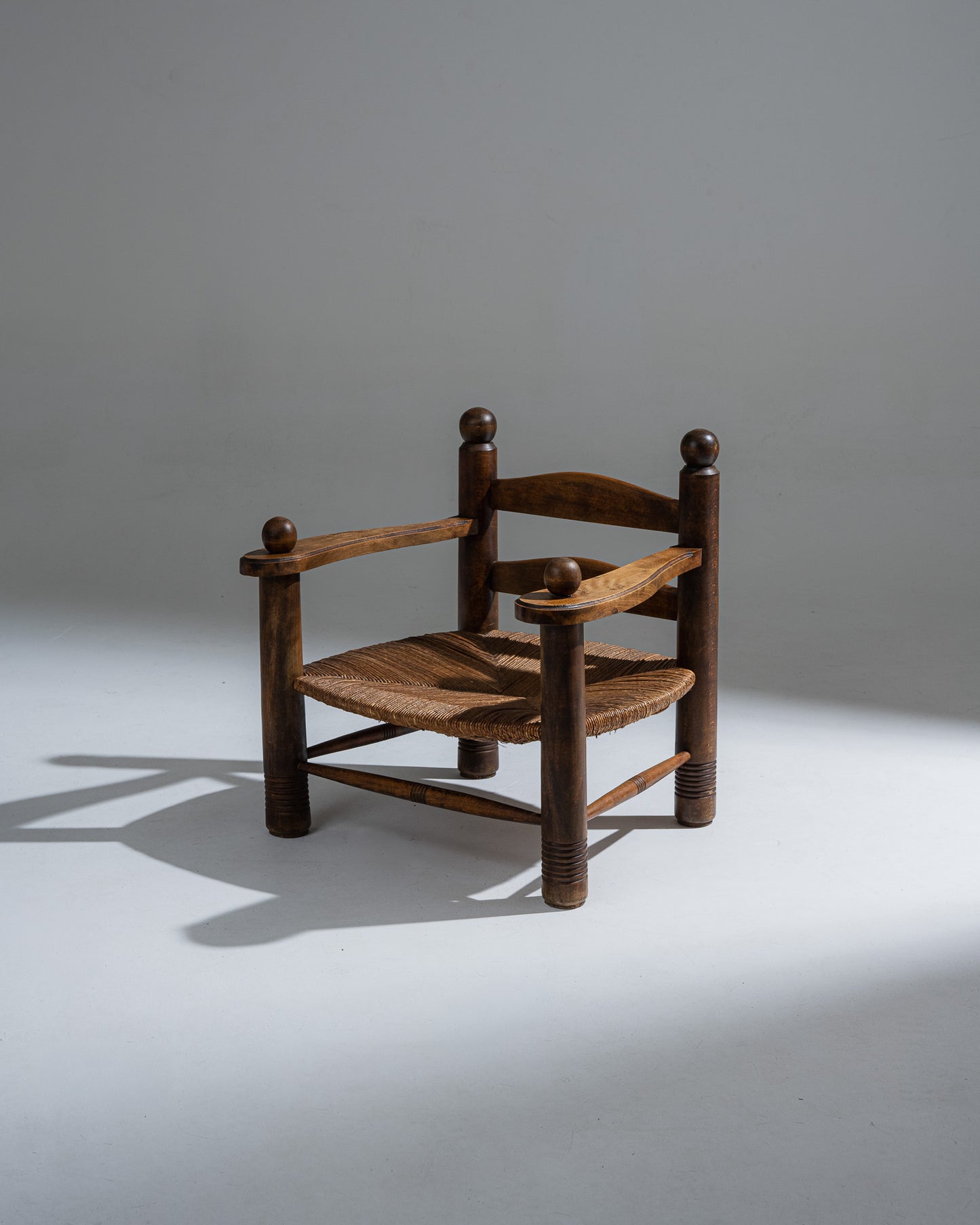 PAIRE DE FAUTEUILES EN BOIS ET PAILLE, CHARLES DUDOUYT, 1930s