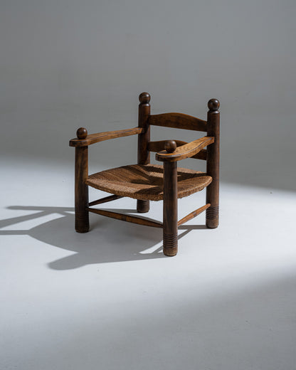 RESERVE JULES WOOD AND STRAW ARMCHAIR, CHARLES DUDOUYT, 1930s