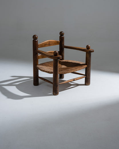 RESERVE JULES WOOD AND STRAW ARMCHAIR, CHARLES DUDOUYT, 1930s