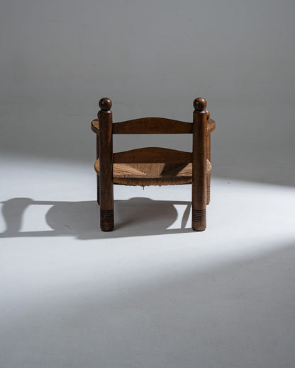 PAIRE DE FAUTEUILES EN BOIS ET PAILLE, CHARLES DUDOUYT, 1930s