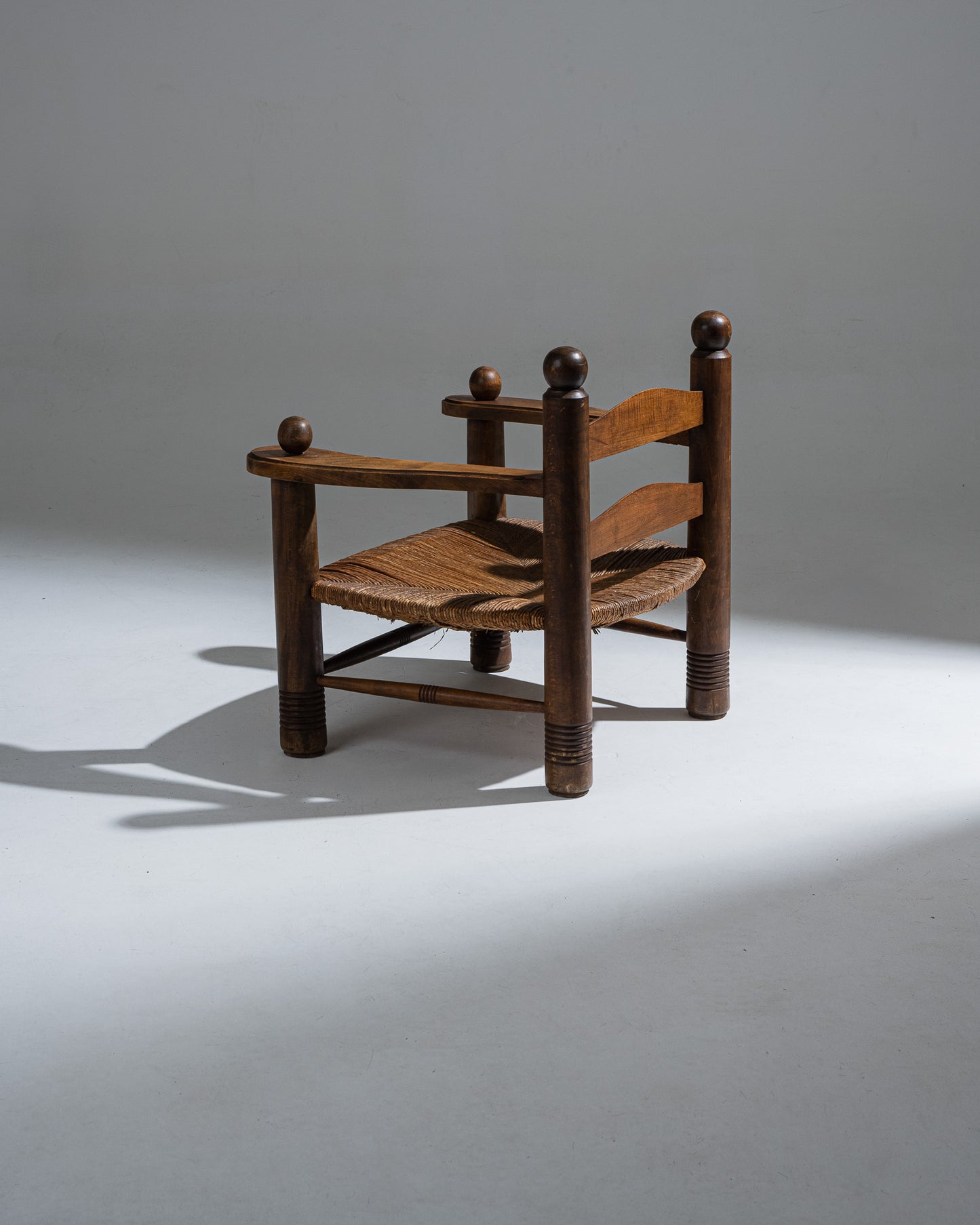 PAIRE DE FAUTEUILES EN BOIS ET PAILLE, CHARLES DUDOUYT, 1930s