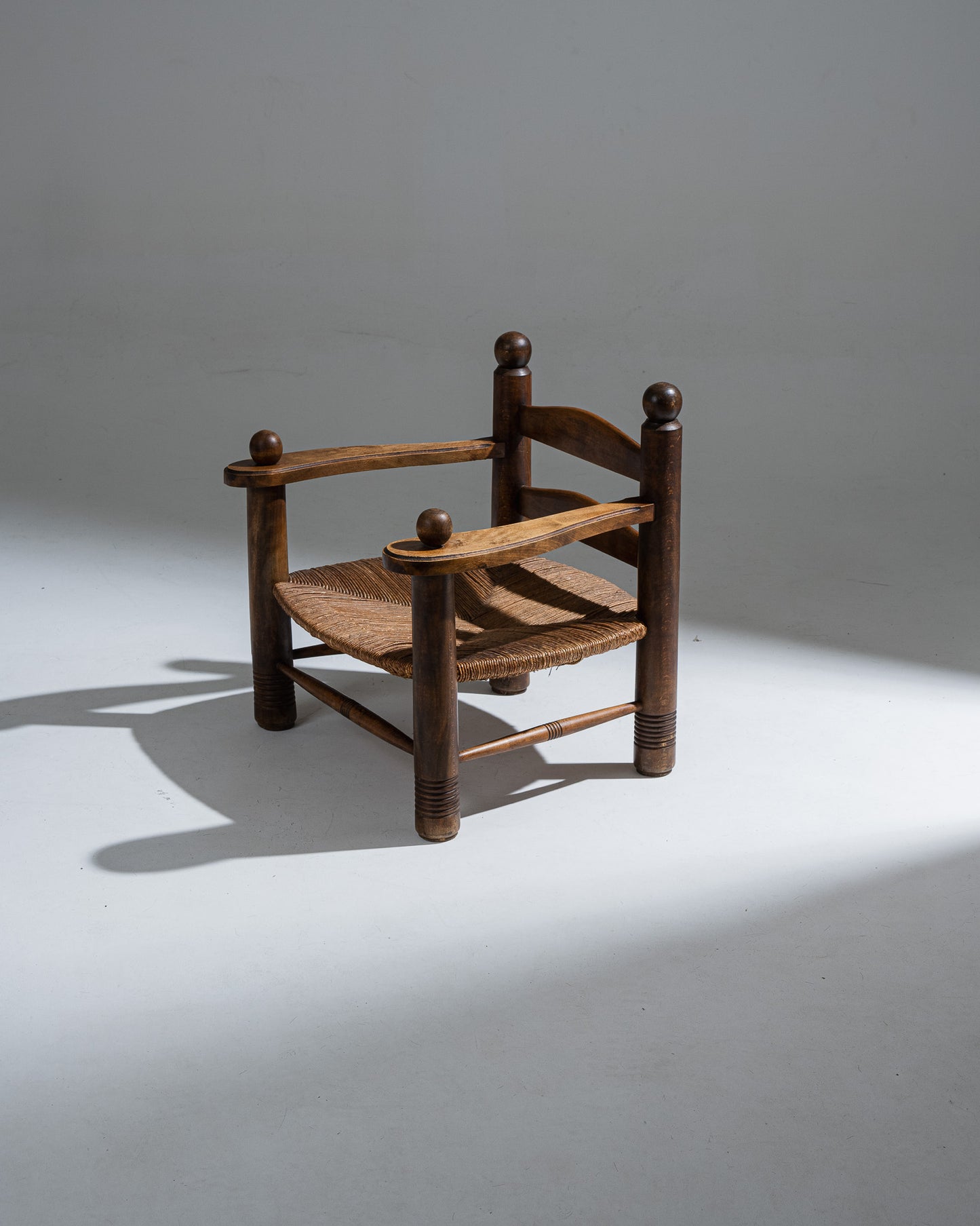 PAIRE DE FAUTEUILES EN BOIS ET PAILLE, CHARLES DUDOUYT, 1930s