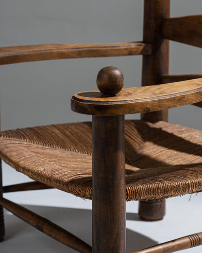 RESERVE JULES WOOD AND STRAW ARMCHAIR, CHARLES DUDOUYT, 1930s