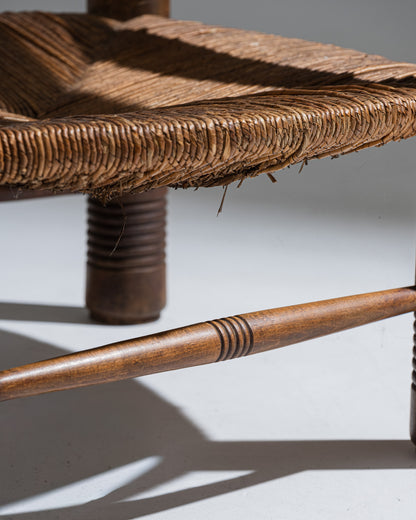 PAIRE DE FAUTEUILES EN BOIS ET PAILLE, CHARLES DUDOUYT, 1930s