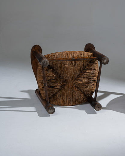 PAIRE DE FAUTEUILES EN BOIS ET PAILLE, CHARLES DUDOUYT, 1930s