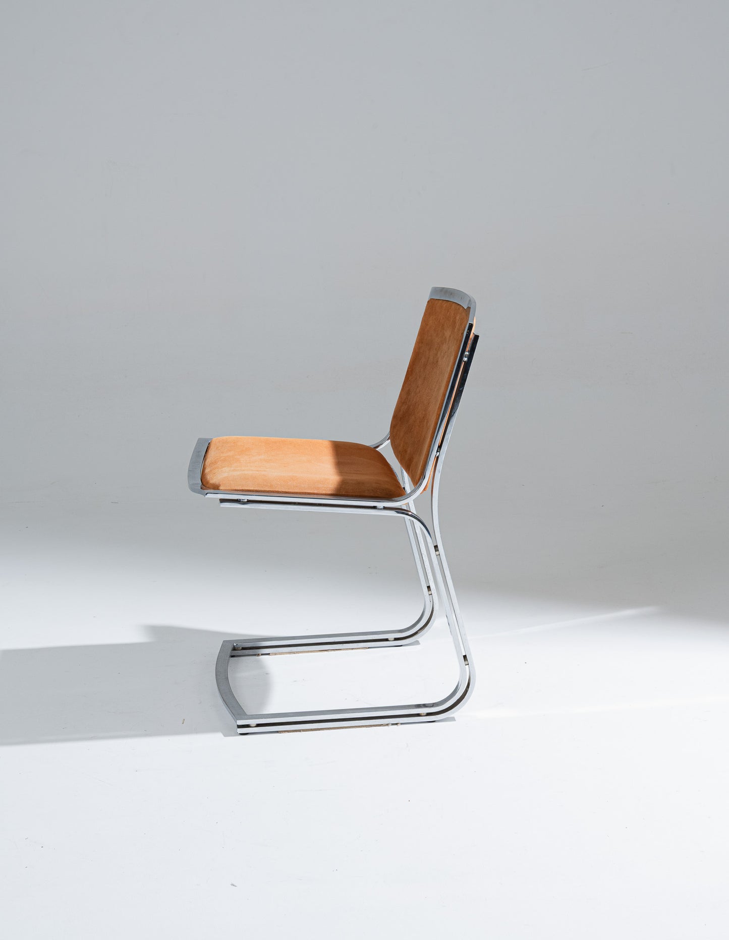 CHAISE EN ACIER CHROMÉ ET VELOURS, SERGIO ASTI, 1970s