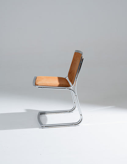 CHAISE EN ACIER CHROMÉ ET VELOURS, SERGIO ASTI, 1970s