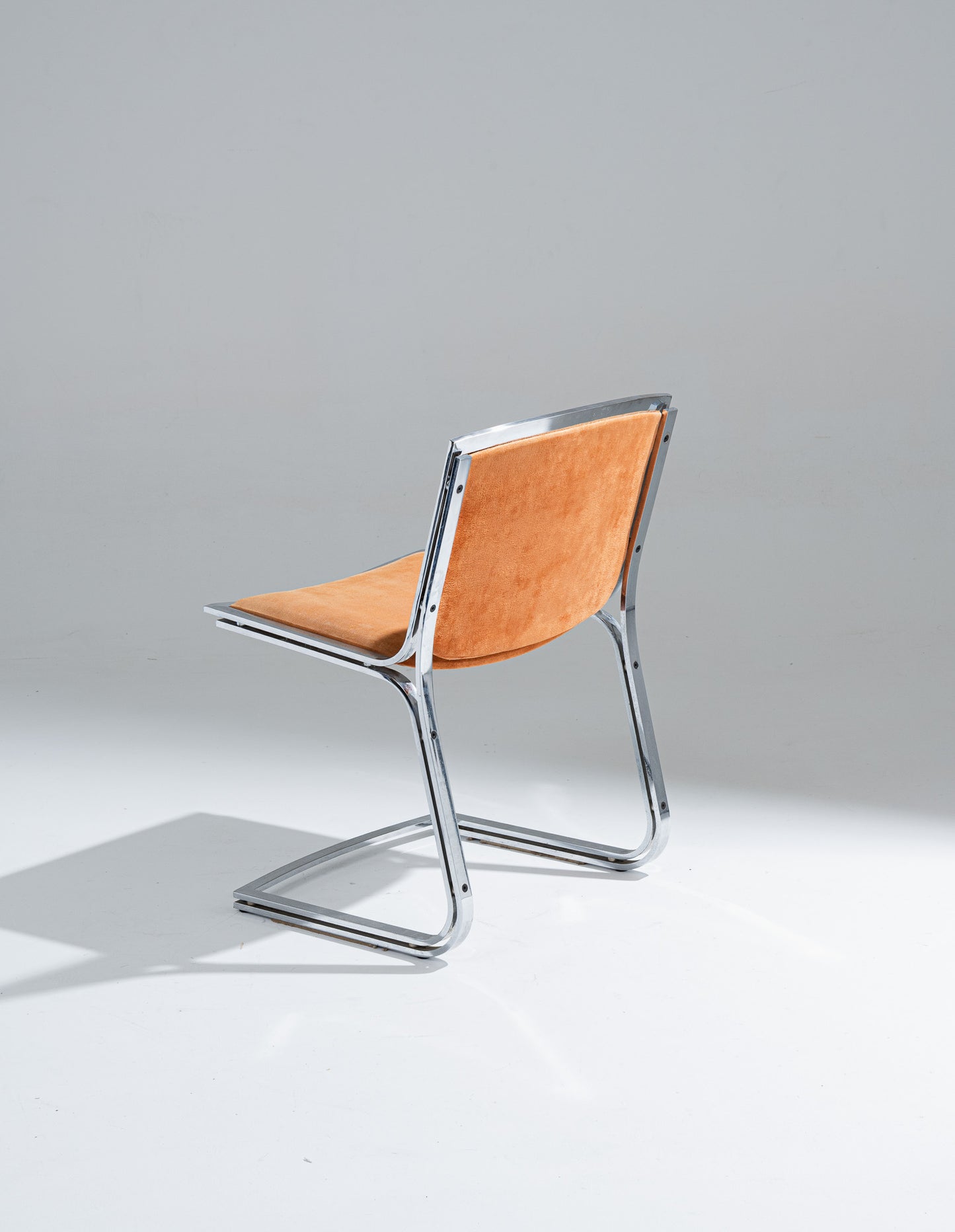 CHAISE EN ACIER CHROMÉ ET VELOURS, SERGIO ASTI, 1970s