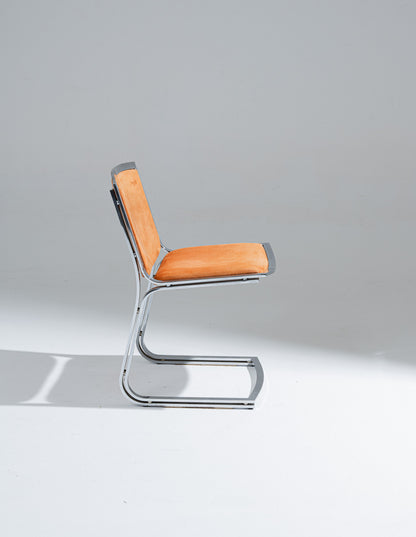 CHAISE EN ACIER CHROMÉ ET VELOURS, SERGIO ASTI, 1970s