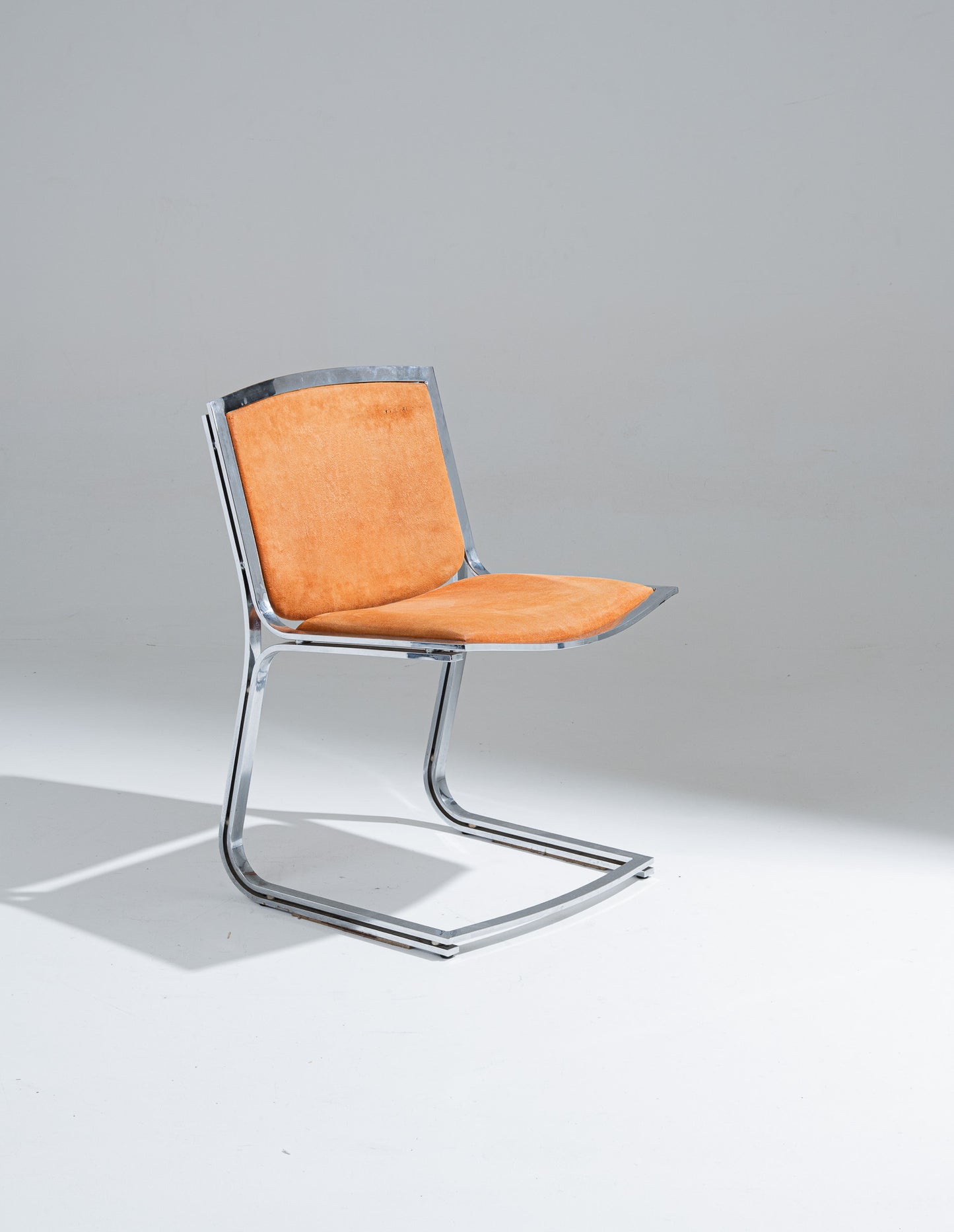 CHAISE EN ACIER CHROMÉ ET VELOURS, SERGIO ASTI, 1970s