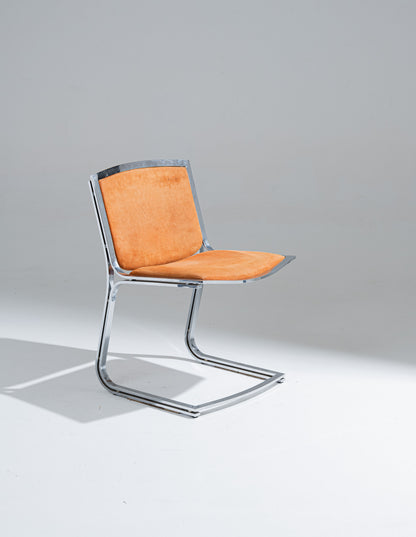 CHAISE EN ACIER CHROMÉ ET VELOURS, SERGIO ASTI, 1970s