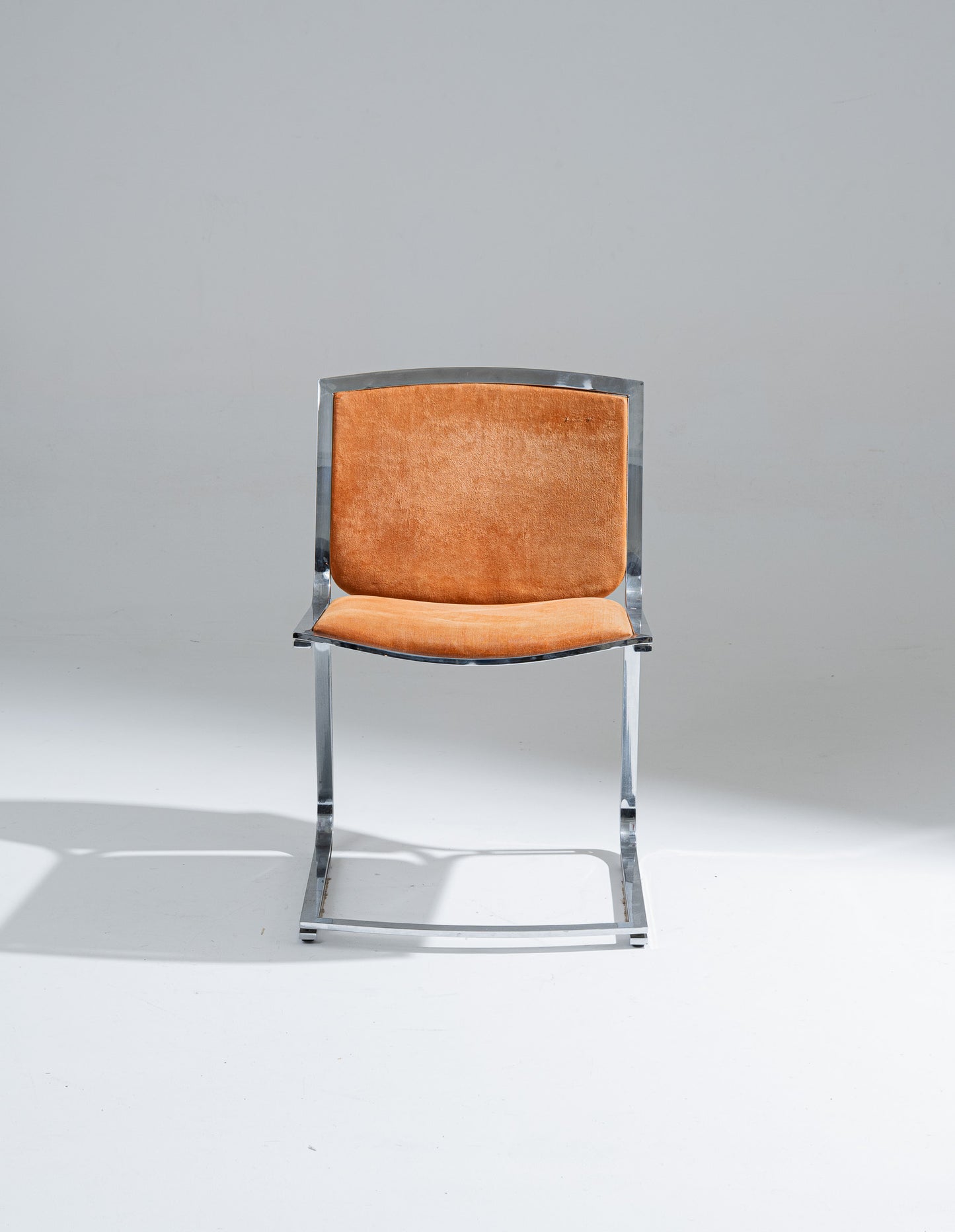 CHAISE EN ACIER CHROMÉ ET VELOURS, SERGIO ASTI, 1970s