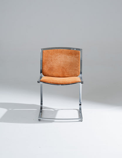 CHAISE EN ACIER CHROMÉ ET VELOURS, SERGIO ASTI, 1970s
