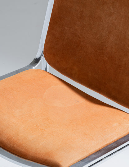 CHAISE EN ACIER CHROMÉ ET VELOURS, SERGIO ASTI, 1970s
