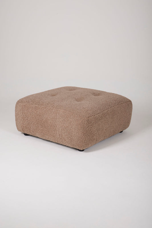 Padded pouf in brown terrycloth 