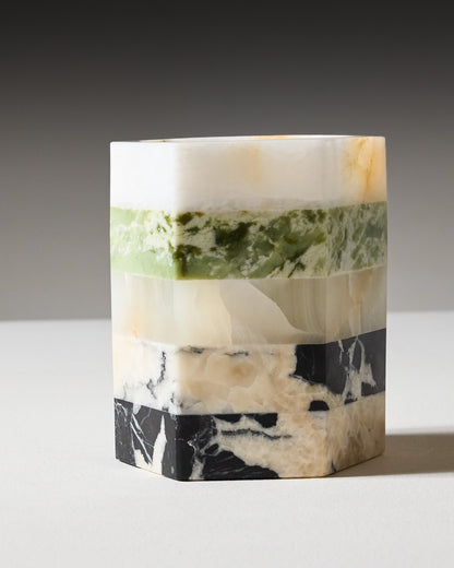 BOUGIE PARFUMÉE EN MARBRE ET ONYX BLANC ET VERT