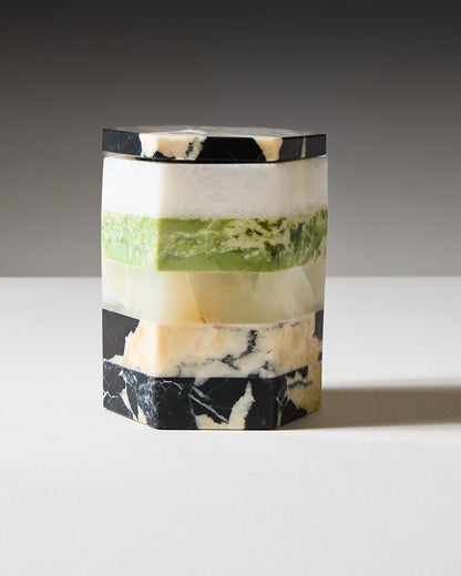 BOUGIE PARFUMÉE EN MARBRE ET ONYX BLANC ET VERT