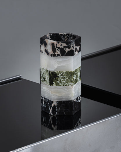 VASE EMMA EN MARBRE, ONYX BLANC ET VERT