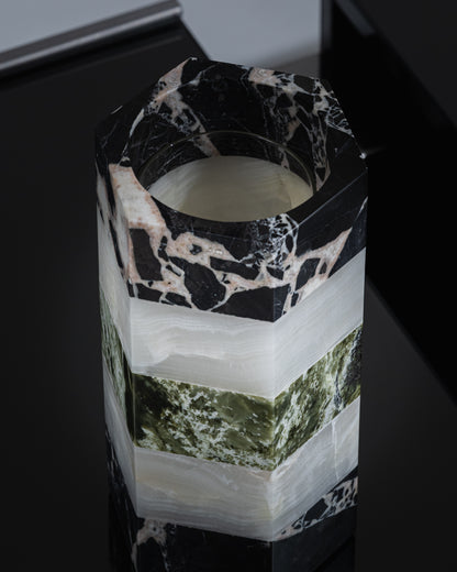 VASE EMMA EN MARBRE, ONYX BLANC ET VERT