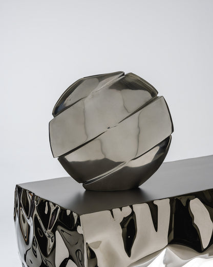 SCULPTURAL ALUMINUM VASE, 1970s