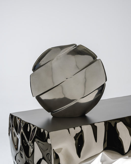 SCULPTURAL ALUMINUM VASE, 1970s