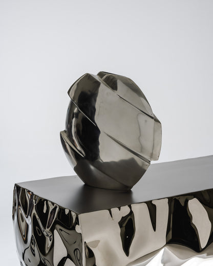 SCULPTURAL ALUMINUM VASE, 1970s